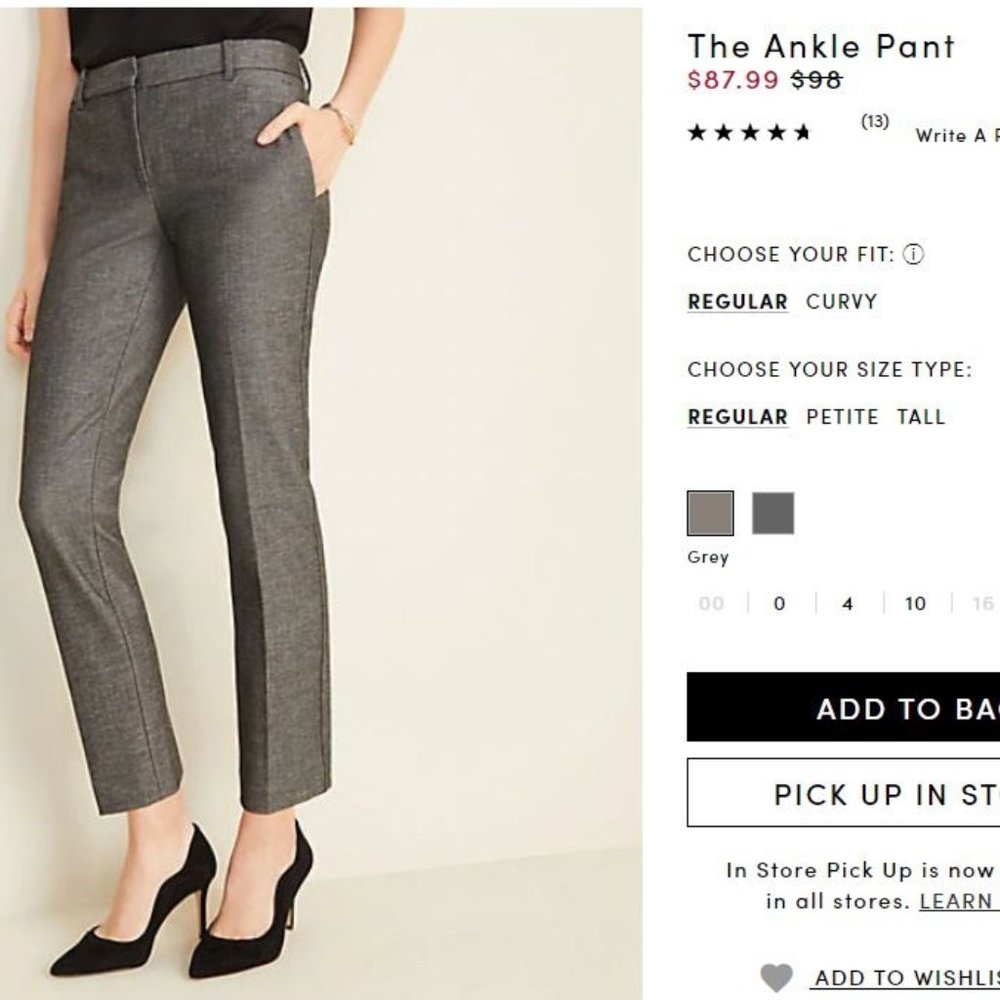 Ann Taylor Gray Ankle pant 0P